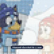 Bluey e Bingo nella neve con sciarpe – primo piano dei diamanti