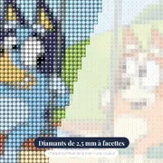 Bluey et Bingo à la balançoire – gros plan des diamants