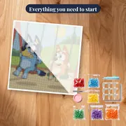 Bluey and Bingo Swinging at the Playground – kit ready to start