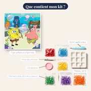 Bob et Patrick soufflant des bulles géantes – contenu du kit