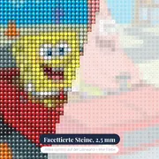 SpongeBob und Patrick fahren Boot in Bikini Bottom – Nahaufnahme der Steine