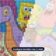 SpongeBob en Patrick op een reuzenzeepaardje – close-up van de steentjes