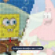 Kampvuur met SpongeBob en Patrick – close-up van de steentjes