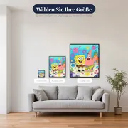SpongeBob und Patrick mit schwebenden Blumen – verfügbare Größen