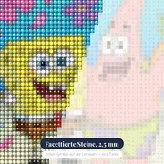 SpongeBob und Patrick mit schwebenden Blumen – Nahaufnahme der Steine