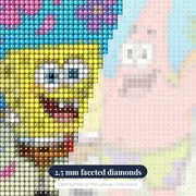 SpongeBob and Patrick Smiling with Floating Flowers – diamond close-up