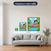 Dora et Babouche sur le pont suspendu – tailles disponibles