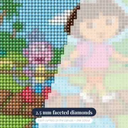 Dora and Boots Crossing the Rope Bridge – diamond close-up