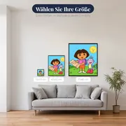 Dora und Boots mit Karte auf dem Sonnenhügel – verfügbare Größen