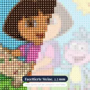 Dora und Boots mit Karte auf dem Sonnenhügel – Nahaufnahme der Steine
