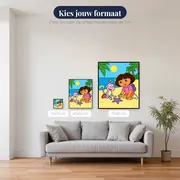 Dora en Boots ontdekken een zeester op het strand – beschikbare formaten