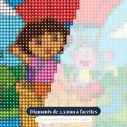 Dora et Babouche en montgolfière au-dessus de la forêt – gros plan des diamants