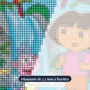 Dora et Babouche devant la cascade aux perroquets – gros plan des diamants