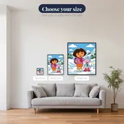 Dora and Boots in the Snowy Mountains – available sizes