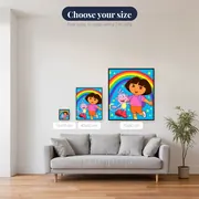 Dora and Boots Under a Rainbow Sky – available sizes