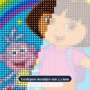 Dora en Boots met regenboog en sterren – close-up van de steentjes