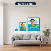 Dora en Boots op een groene zeeschildpad – beschikbare formaten