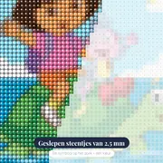 Dora en Boots op een groene zeeschildpad – close-up van de steentjes