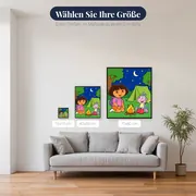 Dora und Boots beim Zelten unter Sternen – verfügbare Größen