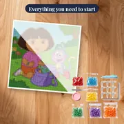 Dora and Boots Opening Backpack on the Grass – kit ready to start