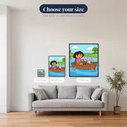 Dora and Boots Rowing a Wooden Boat – available sizes