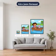 Dora en Boots roeien in een bootje – beschikbare formaten
