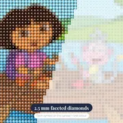 Dora and Boots Rowing a Wooden Boat – diamond close-up