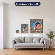 Dora et Babouche explorant une grotte à la lanterne – tailles disponibles