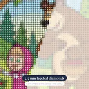 Masha and the Bear Picking Berries in the Woods – diamond close-up