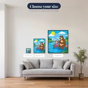 Masha and the Bear Fishing on a Sunny Lake – available sizes
