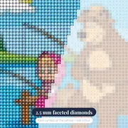 Masha and the Bear Fishing on a Sunny Lake – diamond close-up