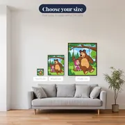 Masha and the Bear on a Tree Swing – available sizes