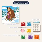 Masha and the Bear Sledding Down a Snowy Hill – kit contents