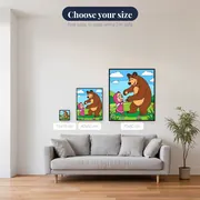 Masha and the Bear Dancing on a Flower Meadow – available sizes