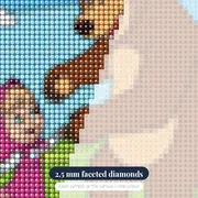 Masha and the Bear Dancing on a Flower Meadow – diamond close-up