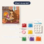 Reading by the Fireplace with Masha and the Bear – kit contents