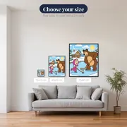 Masha and the Bear Playing Hockey on Ice – available sizes