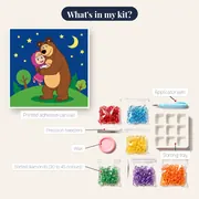 Masha Hugging the Bear Under Starry Sky – kit contents