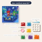 Yoyo Bibou et Gluglu dans le véhicule bleu – contenu du kit