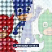 Catboy Owlette and Gekko Team Pose Under the Moon – diamond close-up