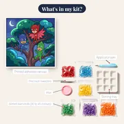 Catboy Owlette Gekko on a Big Tree at Night – kit contents