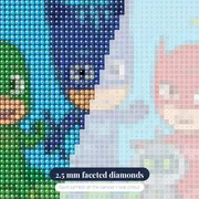 Catboy Owlette Gekko and PJ Robot Team Pose – diamond close-up