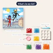 Ladybug and Cat Noir Balancing on a Rooftop – kit contents