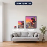 Ladybug and Cat Noir on Gothic Tower at Sunset – available sizes