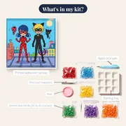 Ladybug and Cat Noir on City Rooftop – kit contents