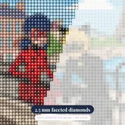 Ladybug and Cat Noir on Paris Bridge – diamond close-up