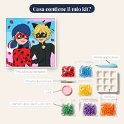 Ladybug e Chat Noir con petali di rosa – contenuto del kit