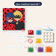Ladybug et Chat Noir sur fond à pois – contenu du kit