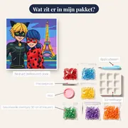 Ladybug en Cat Noir bij Verlichte Eiffeltoren – inhoud van het pakket