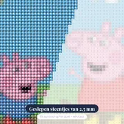 Peppa en George springen in modderplassen – close-up van de steentjes